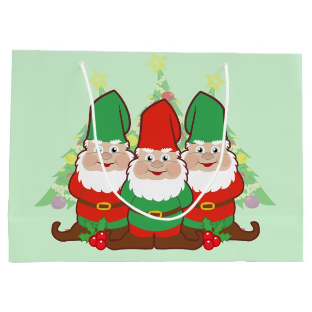 Christmas Gnomes Large Gift Bag (Back)