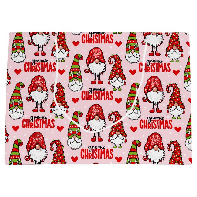 Christmas Gnomes Large Gift Bag (Front)