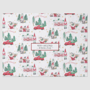 Christmas Gnomes Merry and Bright Red Truck Forest Tissue Paper