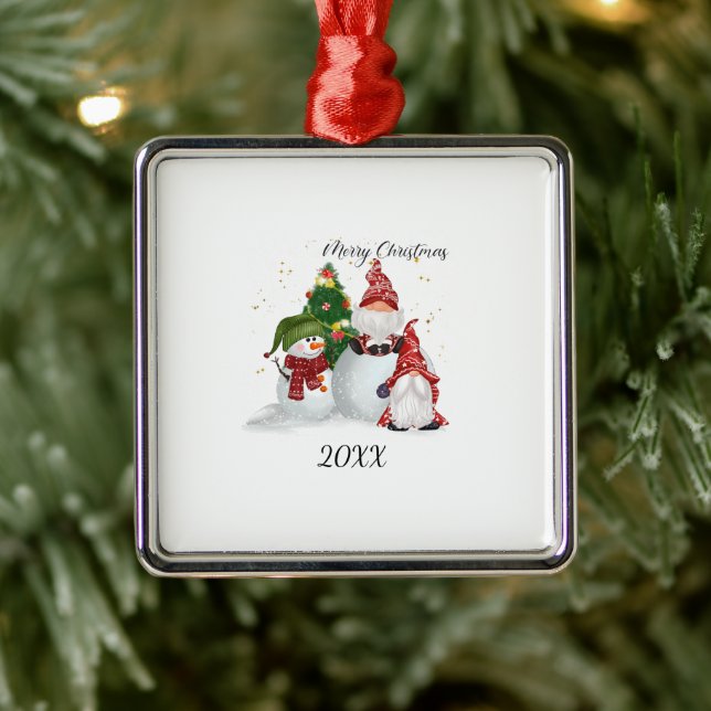 Christmas Gnomes Metal Ornament (Tree)