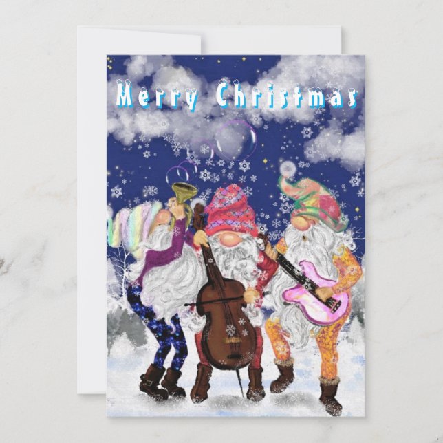 Christmas Gnomes Music Band Card - Fun (Front)