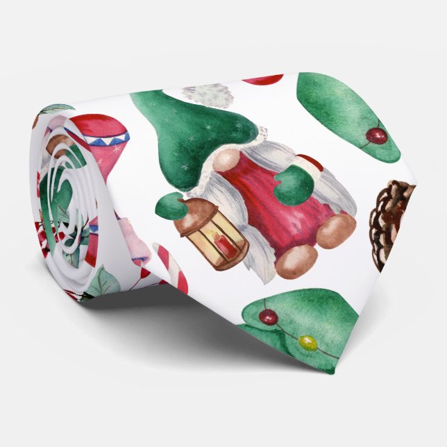 Christmas Gnomes  Neck Tie (Rolled)