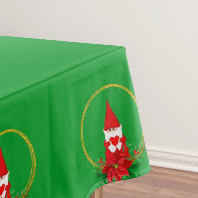 Christmas Gnomes on Green Tablecloth (In Situ)