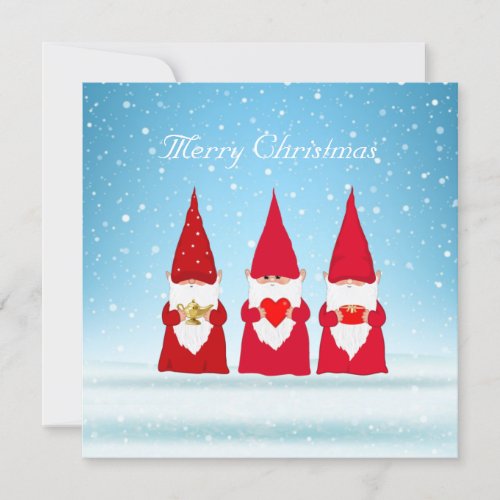 Christmas Gnomes on Light Blue