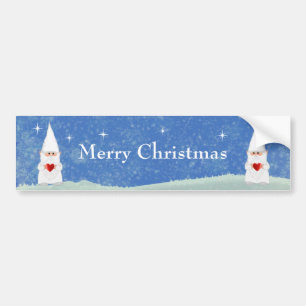 Christmas Gnomes on Light Blue Bumper Sticker