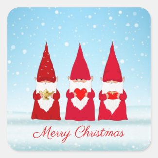 Christmas Gnomes on Light Blue