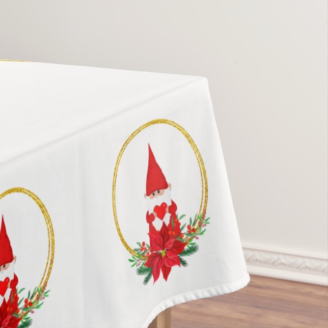 Christmas Gnomes on White Tablecloth (In Situ)
