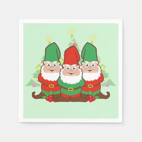Christmas Gnomes Paper Napkins