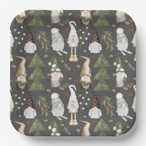 Christmas Gnomes Paper Plates