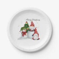 Christmas Gnomes Paper Plates