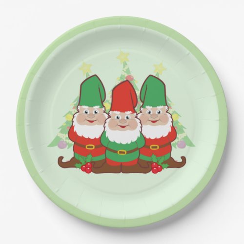 Christmas Gnomes Paper Plates