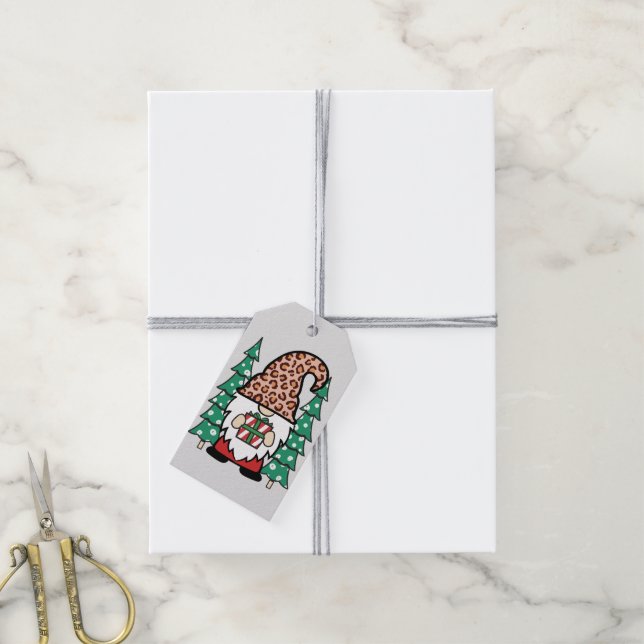 Christmas Gnomes Pattern Gift Tags - Personalized (With Twine)