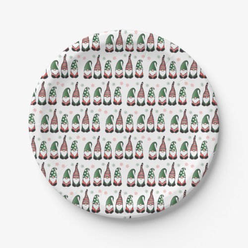 Christmas Gnomes Pattern Paper Plates