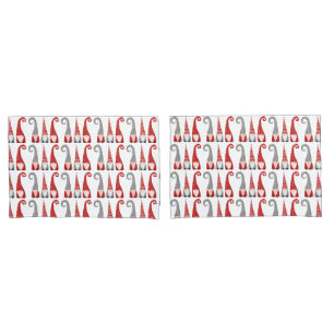 Christmas Gnomes Pattern Red White Polka Dot Back Pillow Case