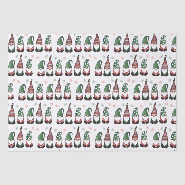 Christmas Gnomes Pattern Tissue Paper (Front)