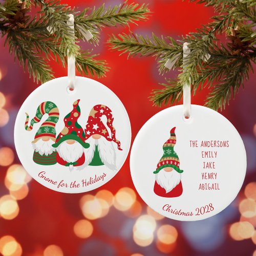 Christmas Gnomes Personalized Ceramic Ornament