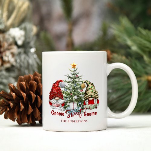 Christmas Gnomes Personalized Cute Rustic Coffee Mug