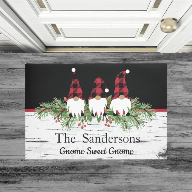  Christmas Gnomes Pine Garland Black |  Aspen Wood Doormat (Creator Uploaded)