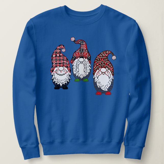 Christmas Gnomes Plaid Colorful Funny Christmas Sweatshirt (Design Front)