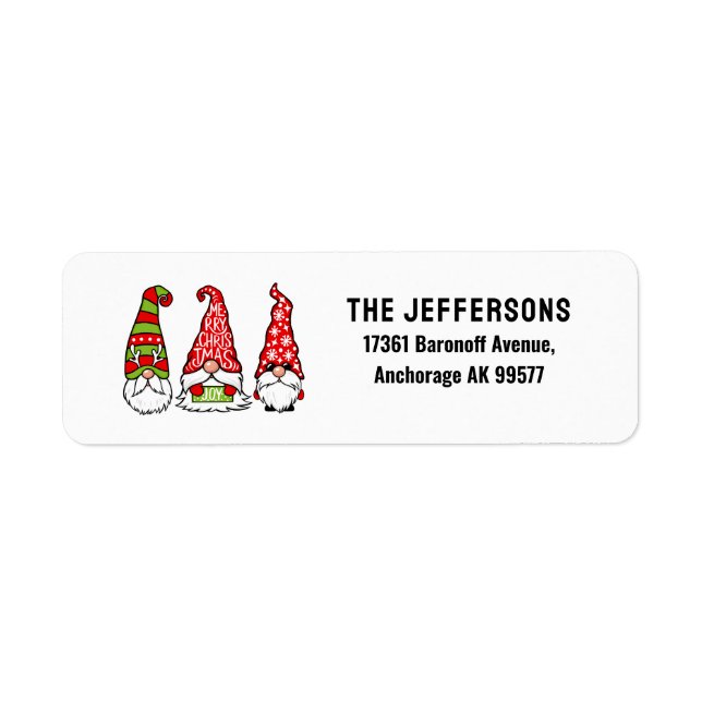 Christmas Gnomes Return Address Label (Front)