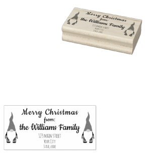 Christmas gnomes return address Wood Art Stamp