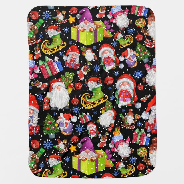 Christmas Gnomes seamless pattern Baby Blanket (Front)