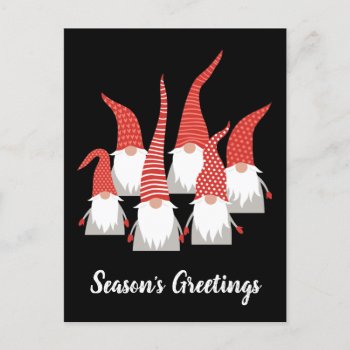 Christmas Gnomes Seasons Greetings Holiday Elf Postcard by UniqueChristmasGifts at Zazzle