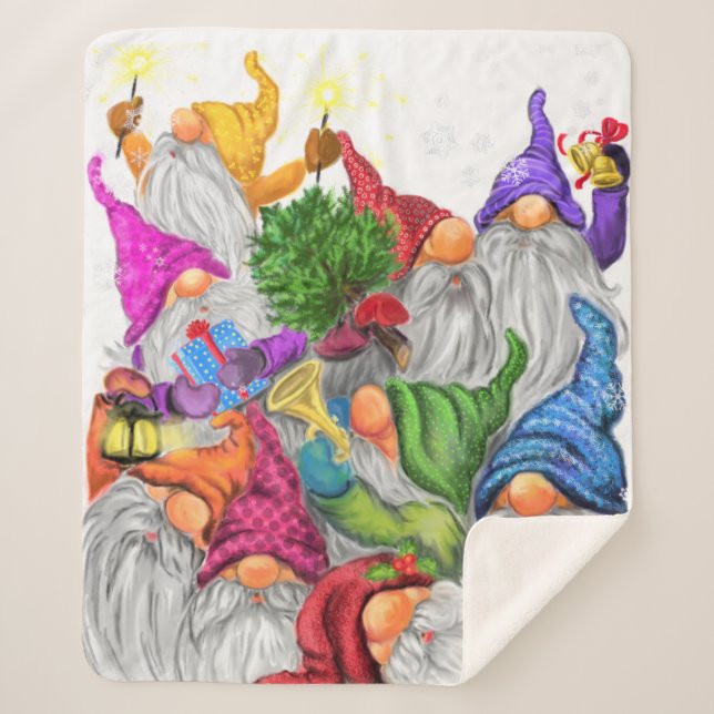 Christmas Gnomes Sherpa Blanket Gift (Front)
