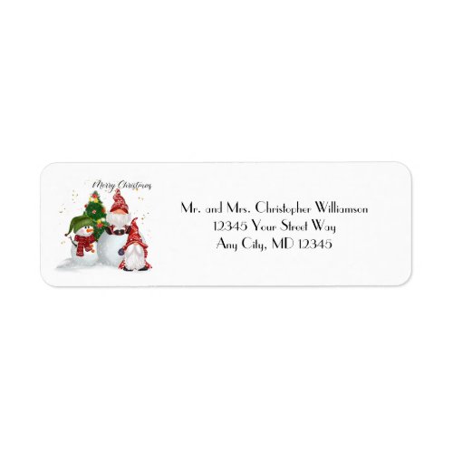 Christmas Gnomes Snowmen Return address Label