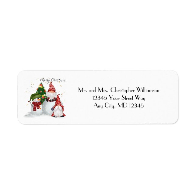 Christmas Gnomes Snowmen Return address Label (Front)