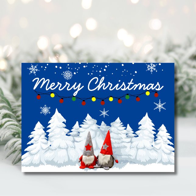 Christmas Gnomes Snowy Woods Holiday Card (Creator Uploaded)