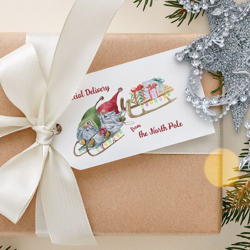 Christmas Gnomes Special Delivery from North Pole Gift Tags