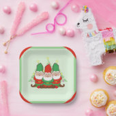 Christmas Gnomes Square Paper Plates (Party)
