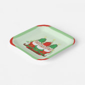 Christmas Gnomes Square Paper Plates (Angled)