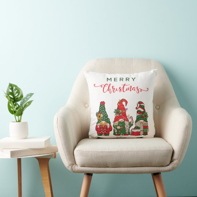 Christmas Gnomes  Throw Pillow (Chair)