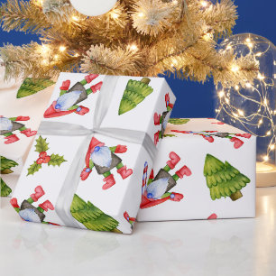 Christmas Gnomes, Trees, Snowflakes and Candy Cane Wrapping Paper