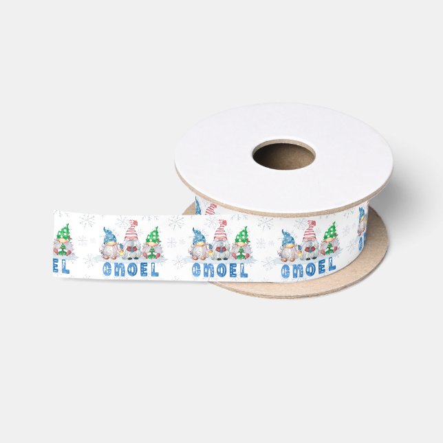 Christmas Gnomes Trio GNOEL Winter Snowflake Satin Ribbon (Spool)