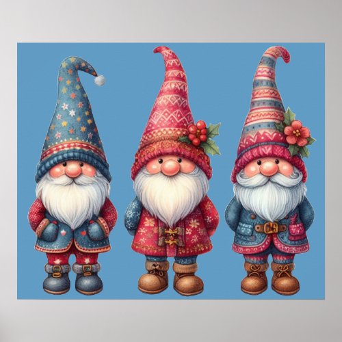 Christmas Gnomes Trio Poster