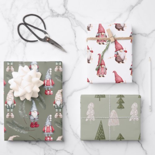 Christmas Gnomes Trolls Wrapping Paper Sheets