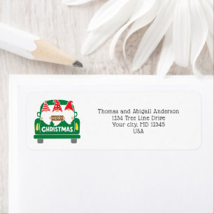 Christmas Gnomes Truck Return Address Label