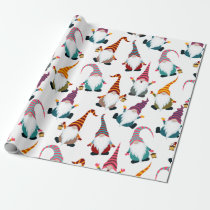 Christmas Gnomes with Lantern Watercolor Holiday Wrapping Paper Christmas Gnomes with Lantern Watercolor Holiday Wrapping Paper