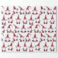 Christmas Gnomes with Lantern Watercolor Holiday Wrapping Paper