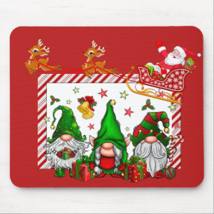 Christmas Gnomes With Santa Mouse Pad