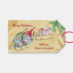 Christmas Gnomes with Sleigh on the Sand Gift Tags