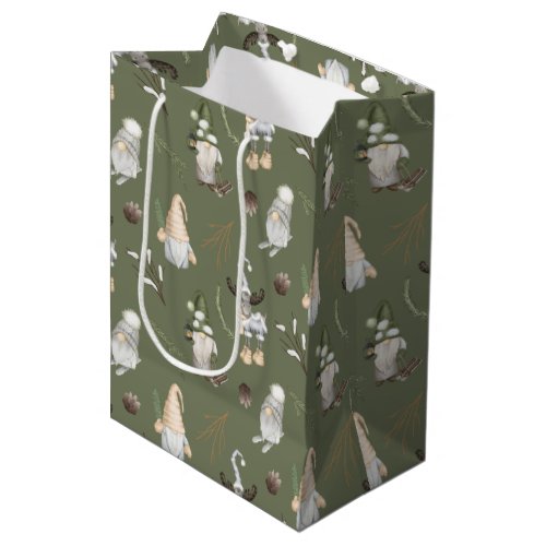 Christmas Gnomes Woodland Medium Gift Bag