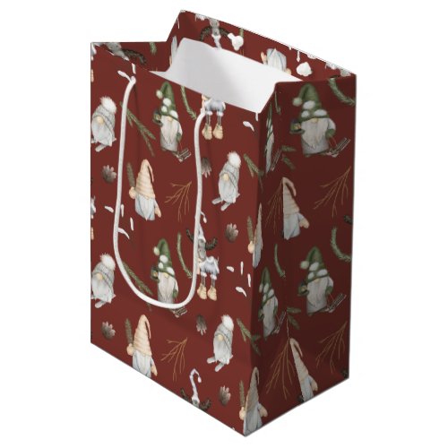 Christmas Gnomes Woodland Medium Gift Bag