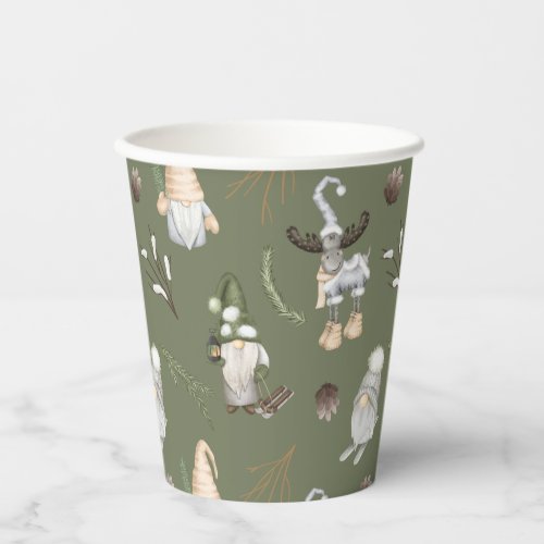 Christmas Gnomes Woodland Paper Cups