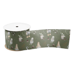 Christmas Gnomes Woodland Satin Ribbon