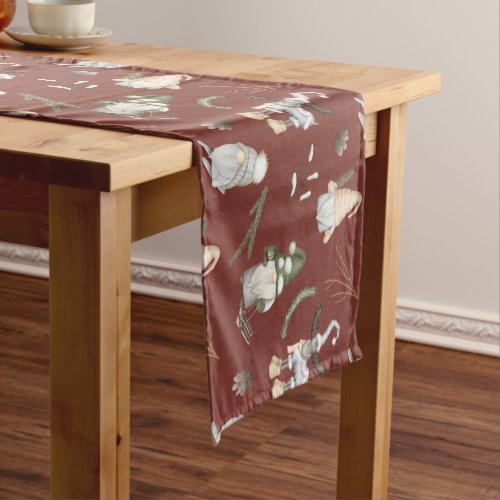 Christmas Gnomes Woodland Short Table Runner