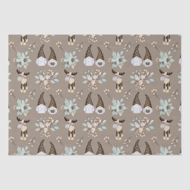 Christmas Gnomes Woodland Tissue Paper (Front)